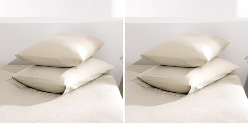 TUMEI 100% Linen King Pillow Cases Set of 2 (20"x36"), White Natural Linen