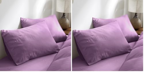TUMEI 100% Linen King Pillow Cases Set of 2 (20"x36"), White Natural Linen