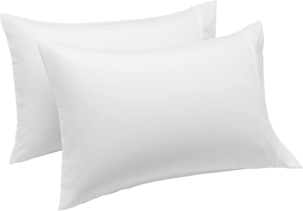 Amazon Basics Lightweight Super Soft Easy Care Microfiber Pillowcases, Standard size, 30" L x 20" W, Set of 2, Bright White, Pillows Not Included