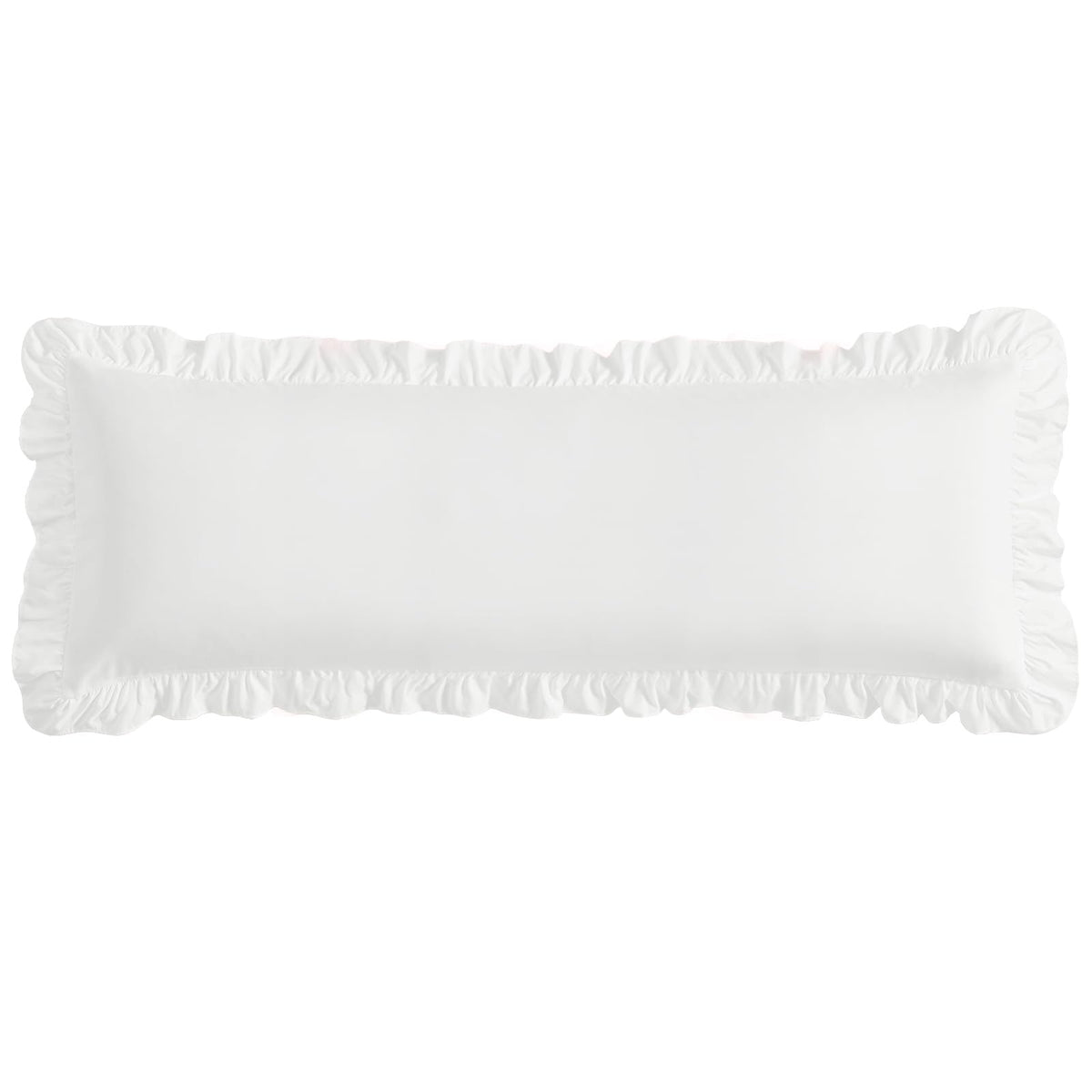 Ruffled Pillow Cases, White, Body 20"x54", Set of 1
