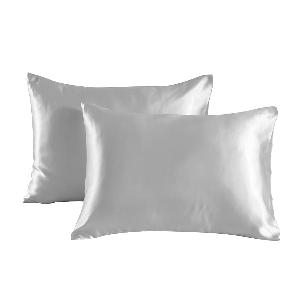 Satin Pillowcase for Hair and Skin Queen, Silky Pillowcase 20x30 Inches - Set of 2 with Envelope Closure, Similar to Silk Pillow Cases, Gifts for Women Men