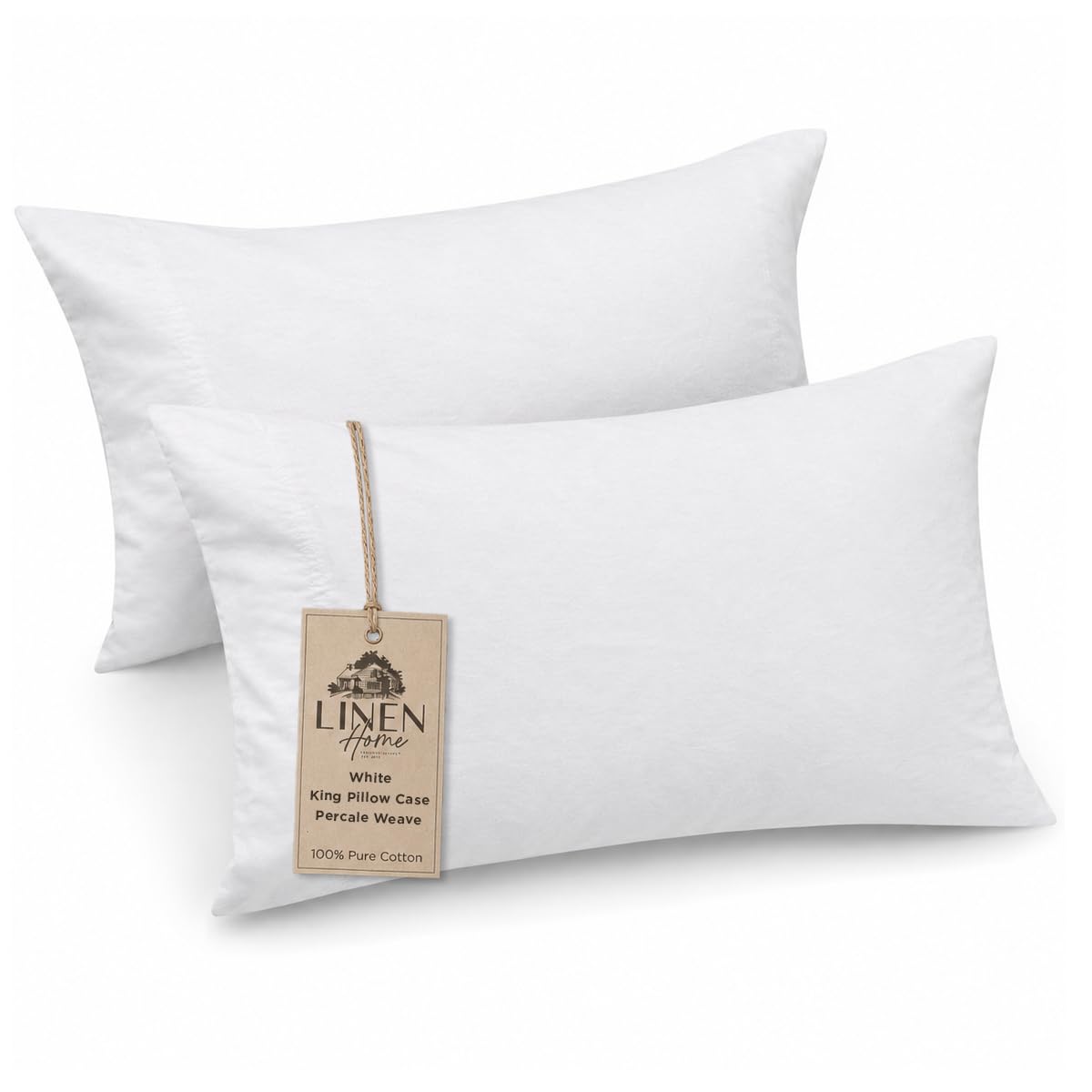 Linen Home Classic 100% Cotton Percale Pillowcases Queen Size, 2 Pieces, Crisp Cool All-Season Breathable Pillowcases, Hotel Luxury, Long-Staple Combed Cotton, Pink Mauve, 20 x 30 Inches