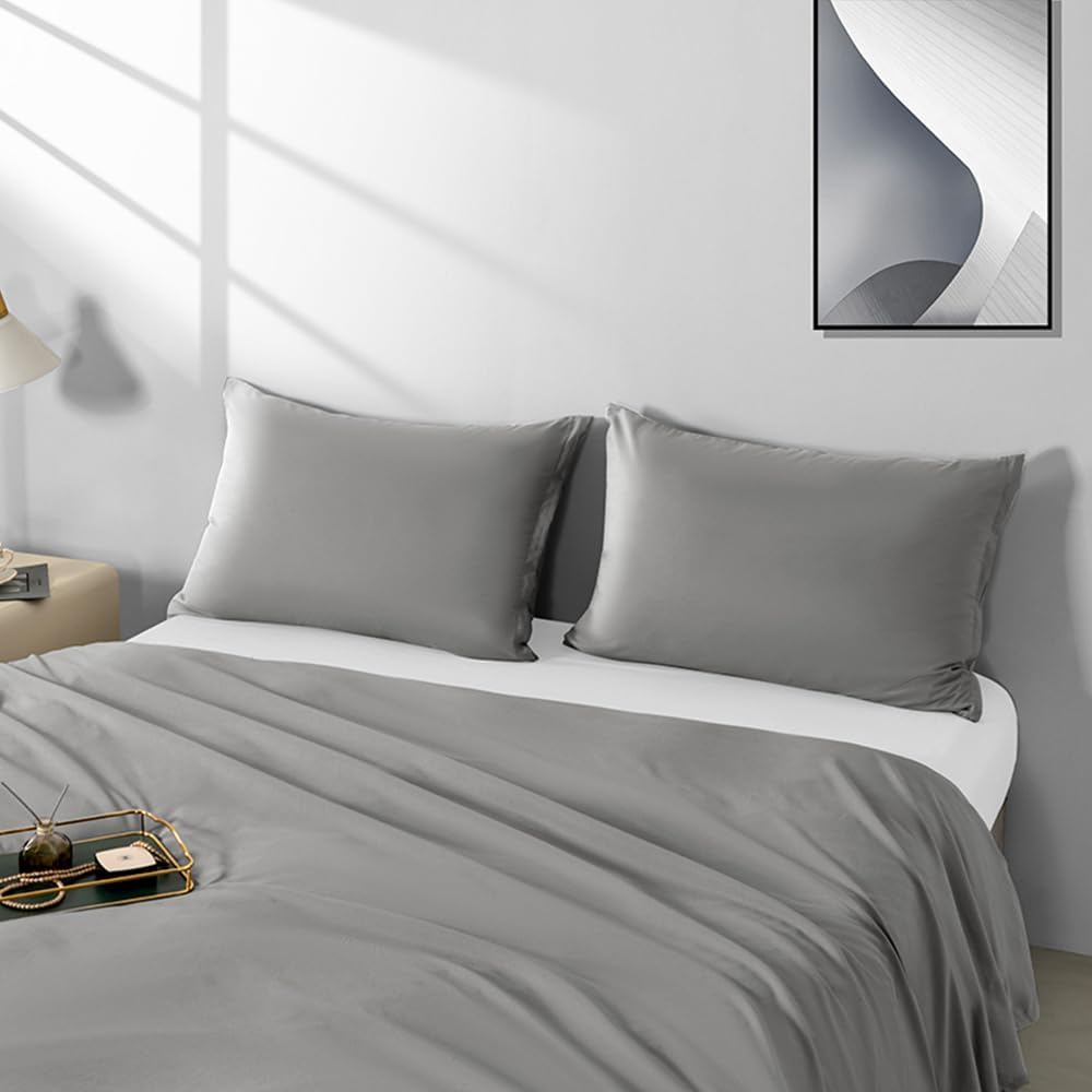King Size Zipper Pillow Cases Set of 2,Dark Gray,20x36 Inches