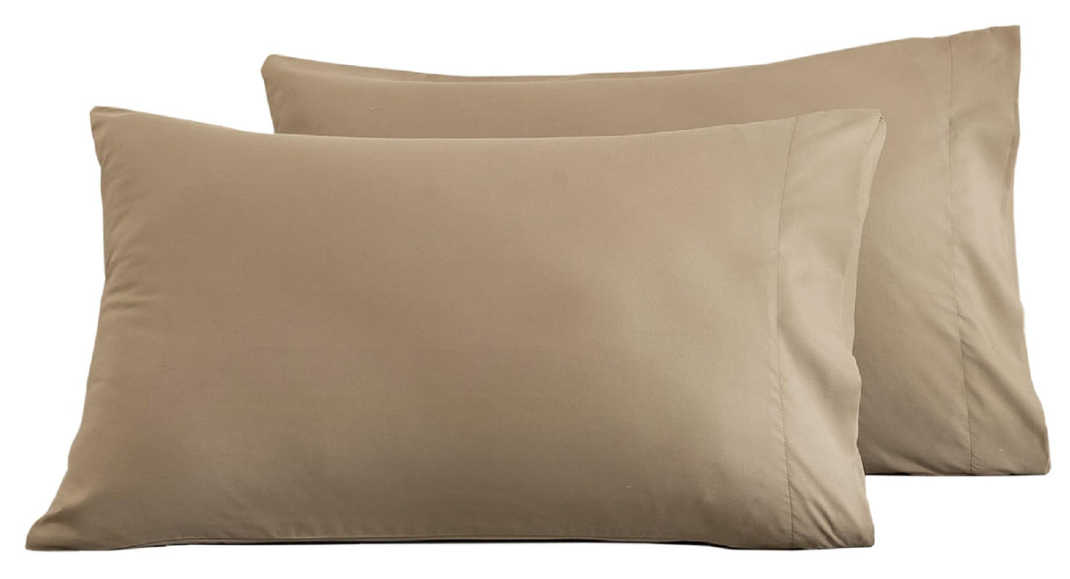 Microfiber Queen Bed Pillowcases 2 Pack, Super Soft Bed Pillow Covers Envelope Closure, Wrinkle, Fade and Stain Resistant, 20x30, Coffee
