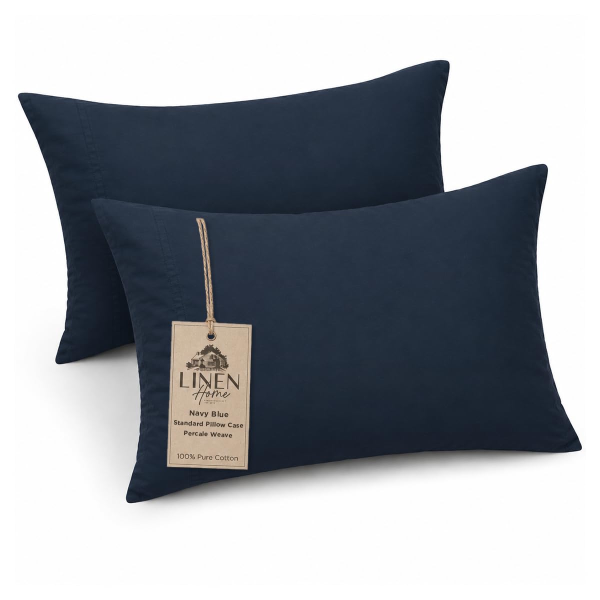 Linen Home Classic 100% Cotton Percale Pillowcases Queen Size, 2 Pieces, Crisp Cool All-Season Breathable Pillowcases, Hotel Luxury, Long-Staple Combed Cotton, Pink Mauve, 20 x 30 Inches
