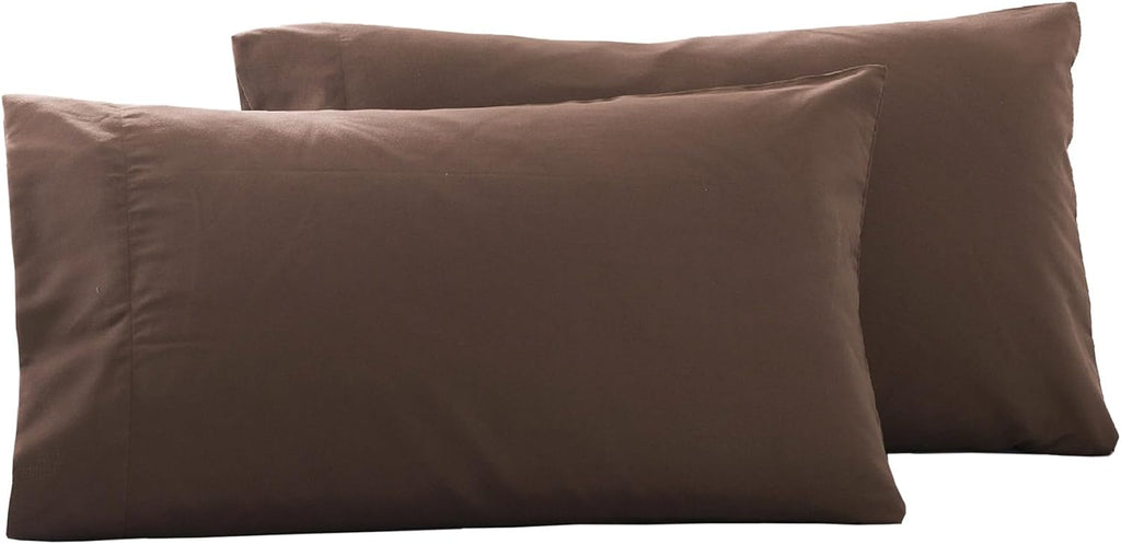 Microfiber Queen Bed Pillowcases 2 Pack, Super Soft Bed Pillow Covers Envelope Closure, Wrinkle, Fade and Stain Resistant, 20x30, Coffee
