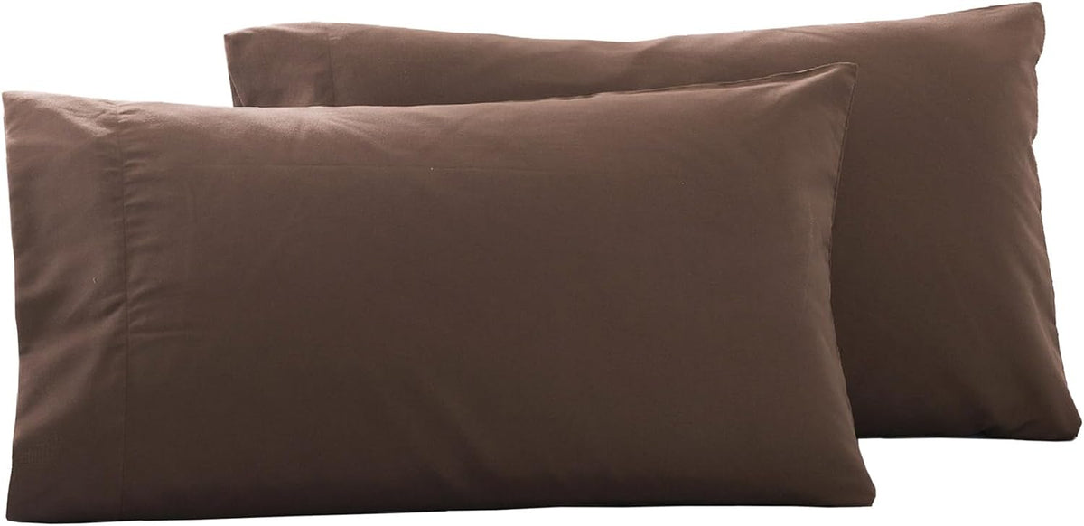 Microfiber Queen Bed Pillowcases 2 Pack, Super Soft Bed Pillow Covers Envelope Closure, Wrinkle, Fade and Stain Resistant, 20x30, Coffee