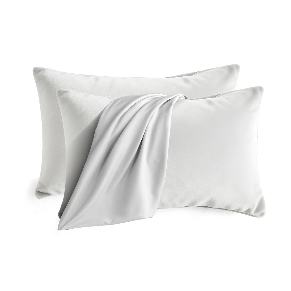 Set of 2 Brushed Microfiber Pillowcases 20x26 in Olive Green