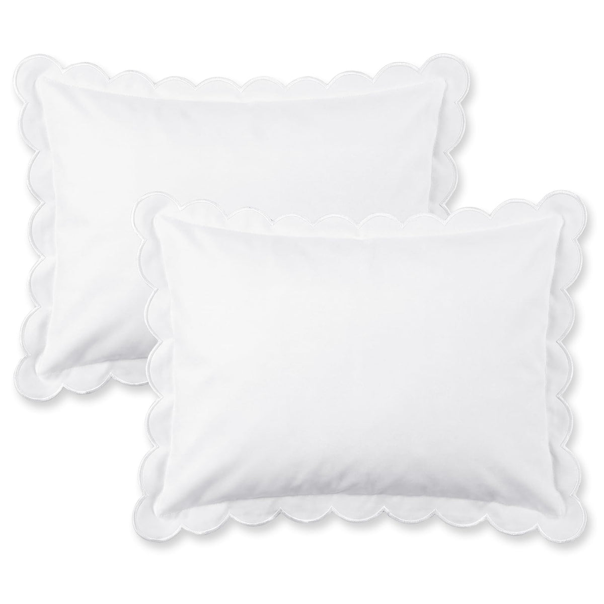 Frienda 2 Pcs Scalloped Pillowcase Microfiber Pillow Cover,Blue,26" X 20"