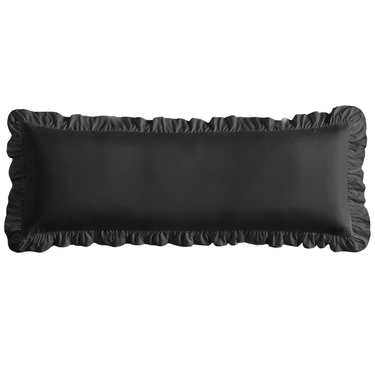 Ruffled Pillow Cases, White, Body 20"x54", Set of 1