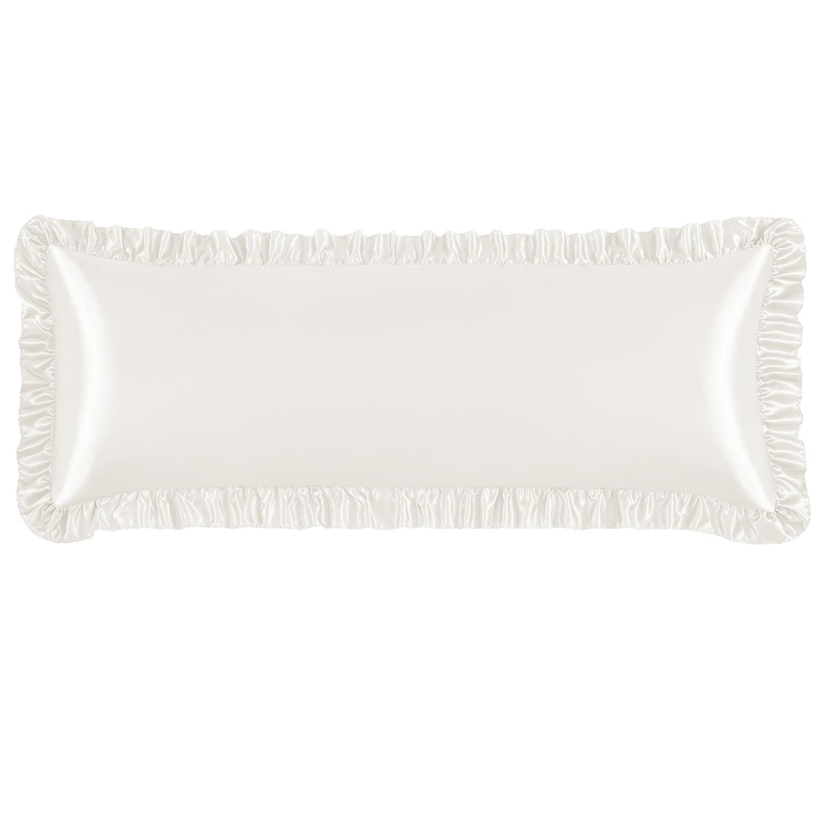 NSGZ Ruffled Satin Pillowcase Set of 2, Standard 20x26 Inch, Ivory White