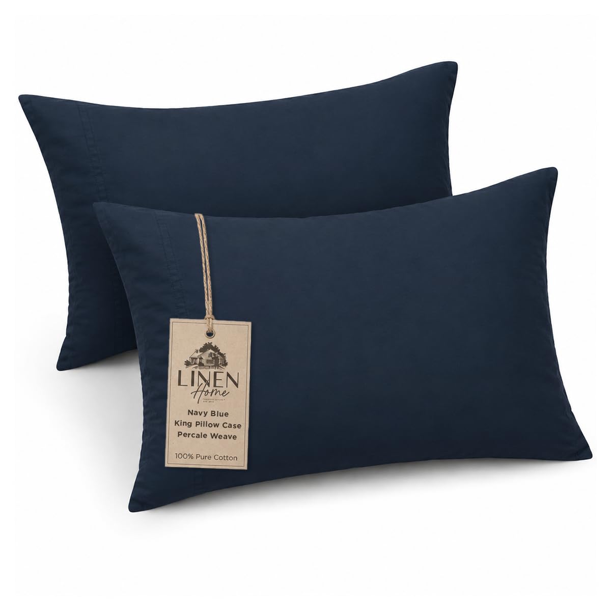 Linen Home Classic 100% Cotton Percale Pillowcases Queen Size, 2 Pieces, Crisp Cool All-Season Breathable Pillowcases, Hotel Luxury, Long-Staple Combed Cotton, Pink Mauve, 20 x 30 Inches