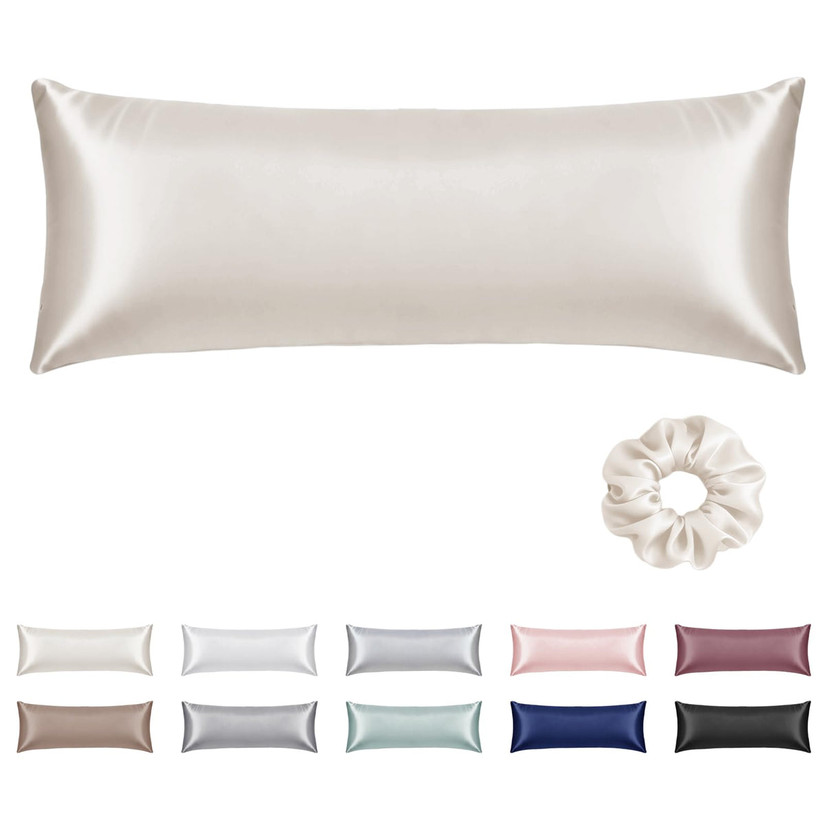 Vielit Queen Satin Pillowcase for Hair 2pc,Similar to Silk Pillow Cases,Easier Care Than Silk Pillowcase,Gifts for Women Men,Beige,20x30 & Envelope Closure and 2 Satin Scrunchies
