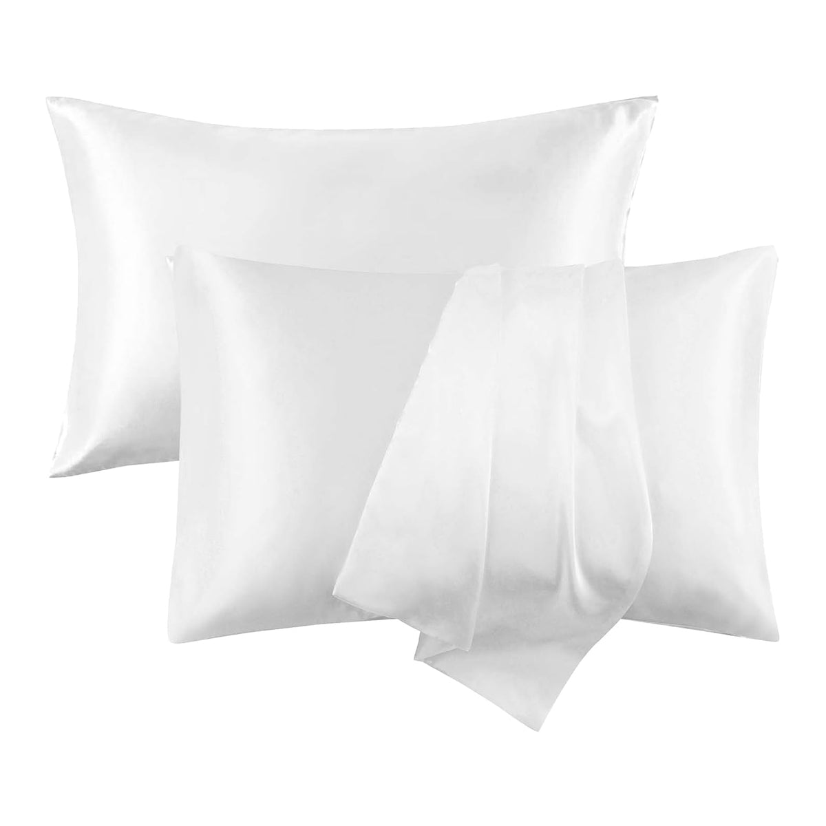 Silk Satin Pillow Cases Standard Size Set of 2 with Envelope Closure Skin & Hair Friendly Gifts for Women Men 20"x 26" Black