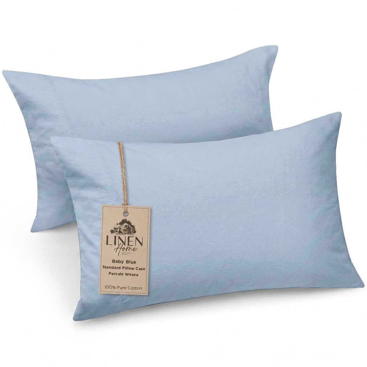 Linen Home Classic 100% Cotton Percale Pillowcases Queen Size, 2 Pieces, Crisp Cool All-Season Breathable Pillowcases, Hotel Luxury, Long-Staple Combed Cotton, Pink Mauve, 20 x 30 Inches