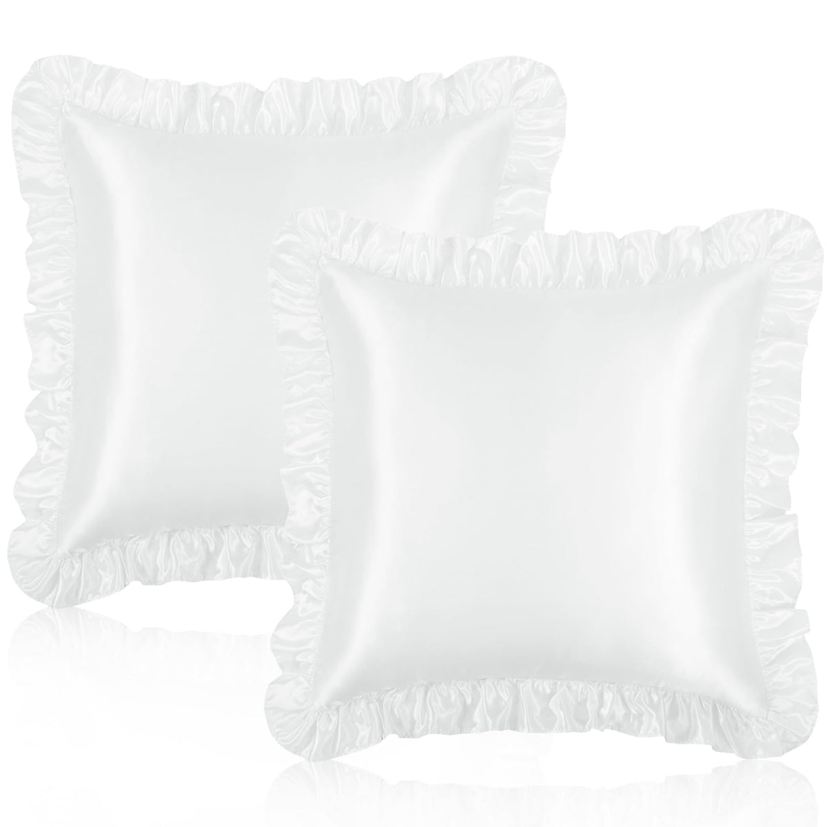 Homiest Blush Pink Ruffle Satin Pillowcase Set of 2, Standard