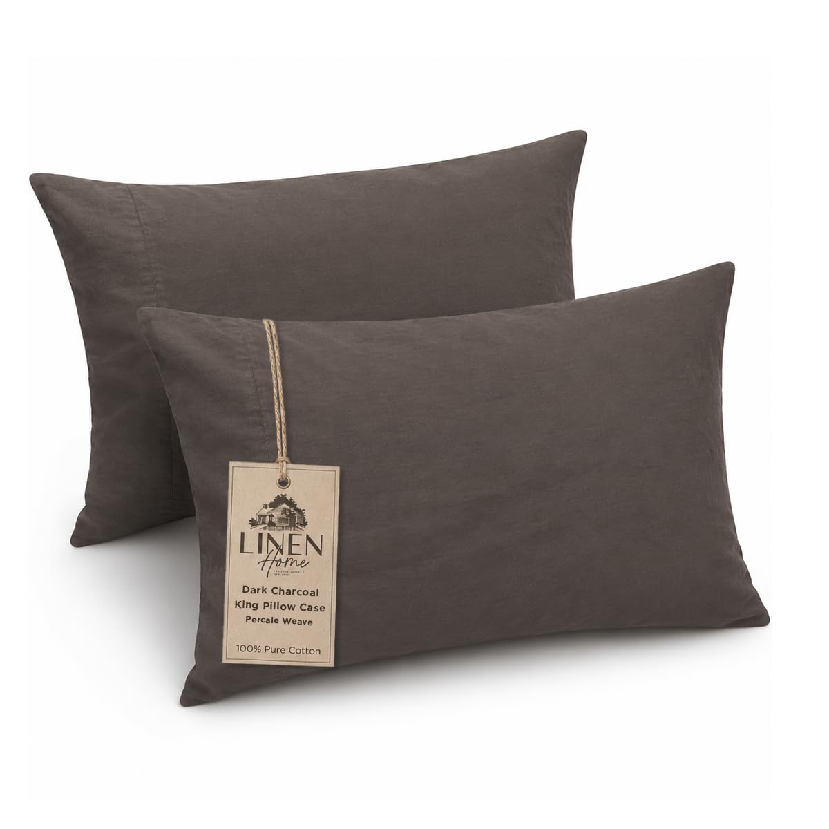 Linen Home Classic 100% Cotton Percale Pillowcases Queen Size, 2 Pieces, Crisp Cool All-Season Breathable Pillowcases, Hotel Luxury, Long-Staple Combed Cotton, Pink Mauve, 20 x 30 Inches