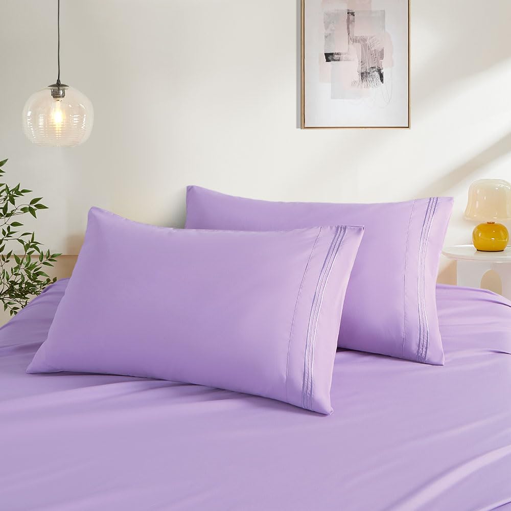 Purple Pillow Covers Set of 2，2 Pack Standard Size Pillow Cases，20"X26"