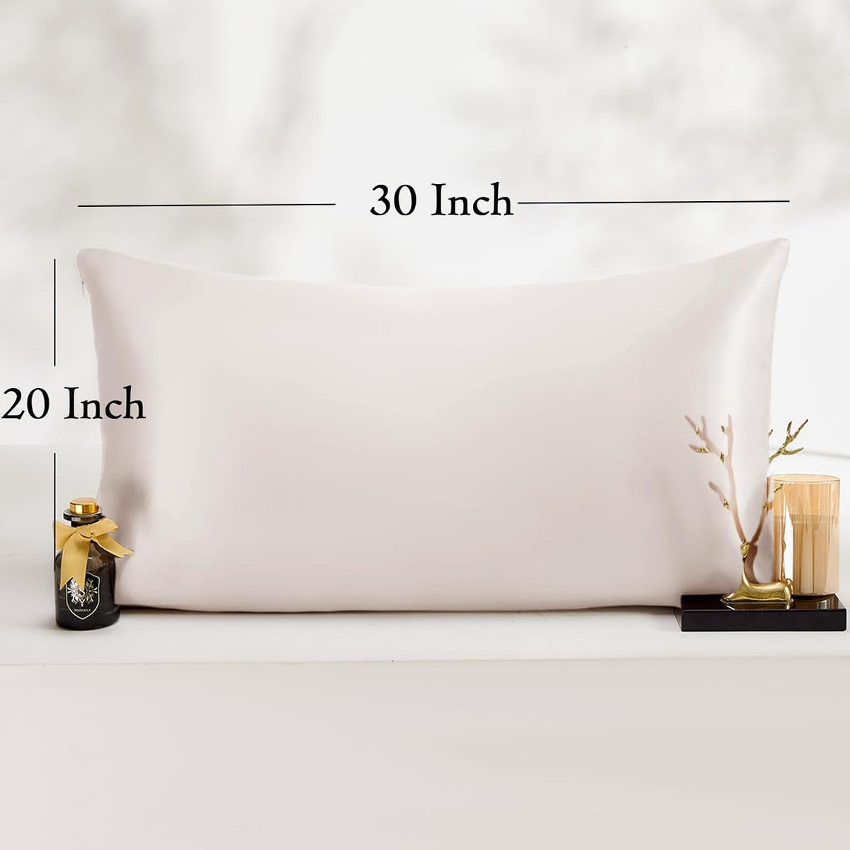 Vielit Queen Satin Pillowcase for Hair 2pc,Similar to Silk Pillow Cases,Easier Care Than Silk Pillowcase,Gifts for Women Men,Beige,20x30 & Envelope Closure and 2 Satin Scrunchies