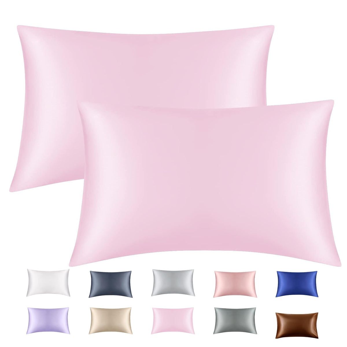 Lavender Purple Silk Satin Pillowcase Set of 2, Soft Satin Pillowcases for Women's Hair, Envelope Closure (20x26 Inches)