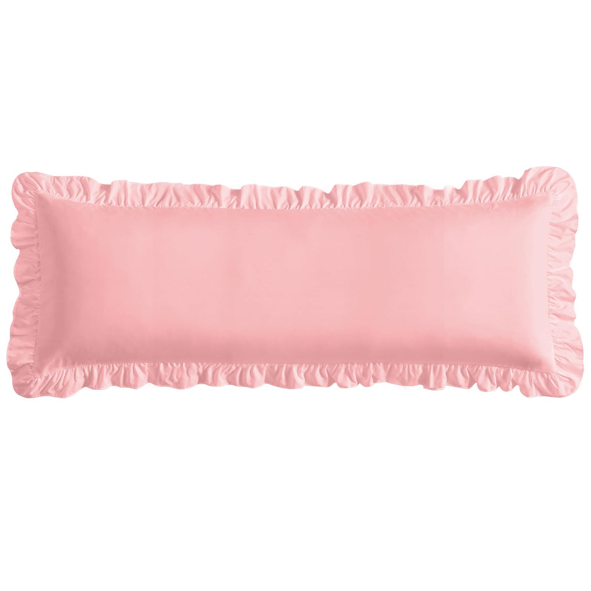 Ruffled Pillow Cases, White, Body 20"x54", Set of 1