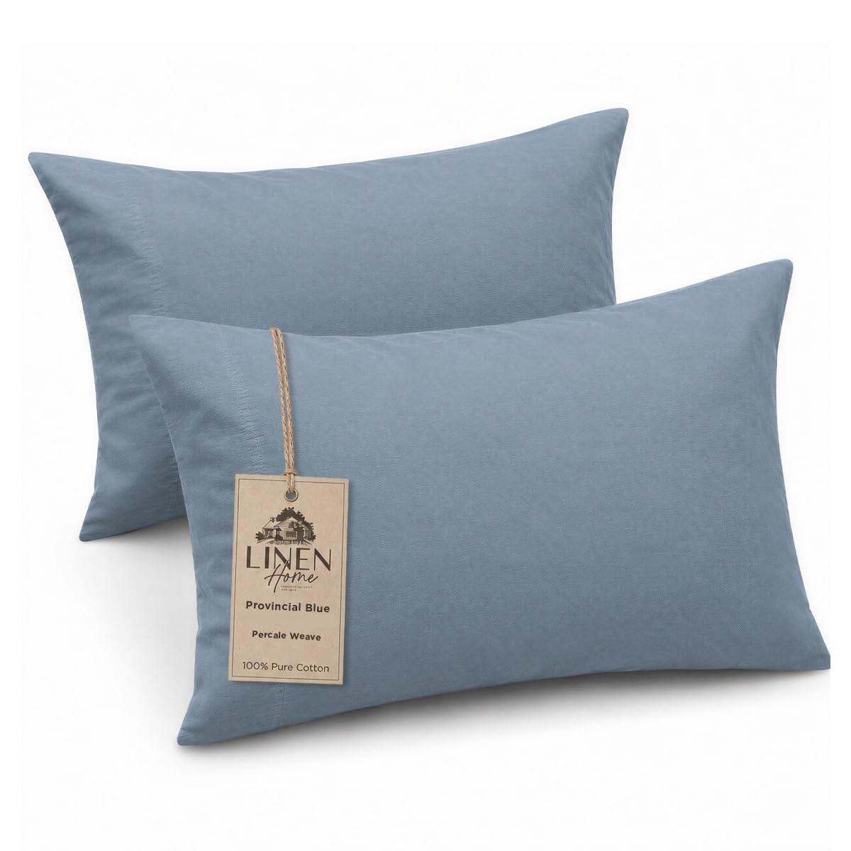 Linen Home Classic 100% Cotton Percale Pillowcases Queen Size, 2 Pieces, Crisp Cool All-Season Breathable Pillowcases, Hotel Luxury, Long-Staple Combed Cotton, Pink Mauve, 20 x 30 Inches