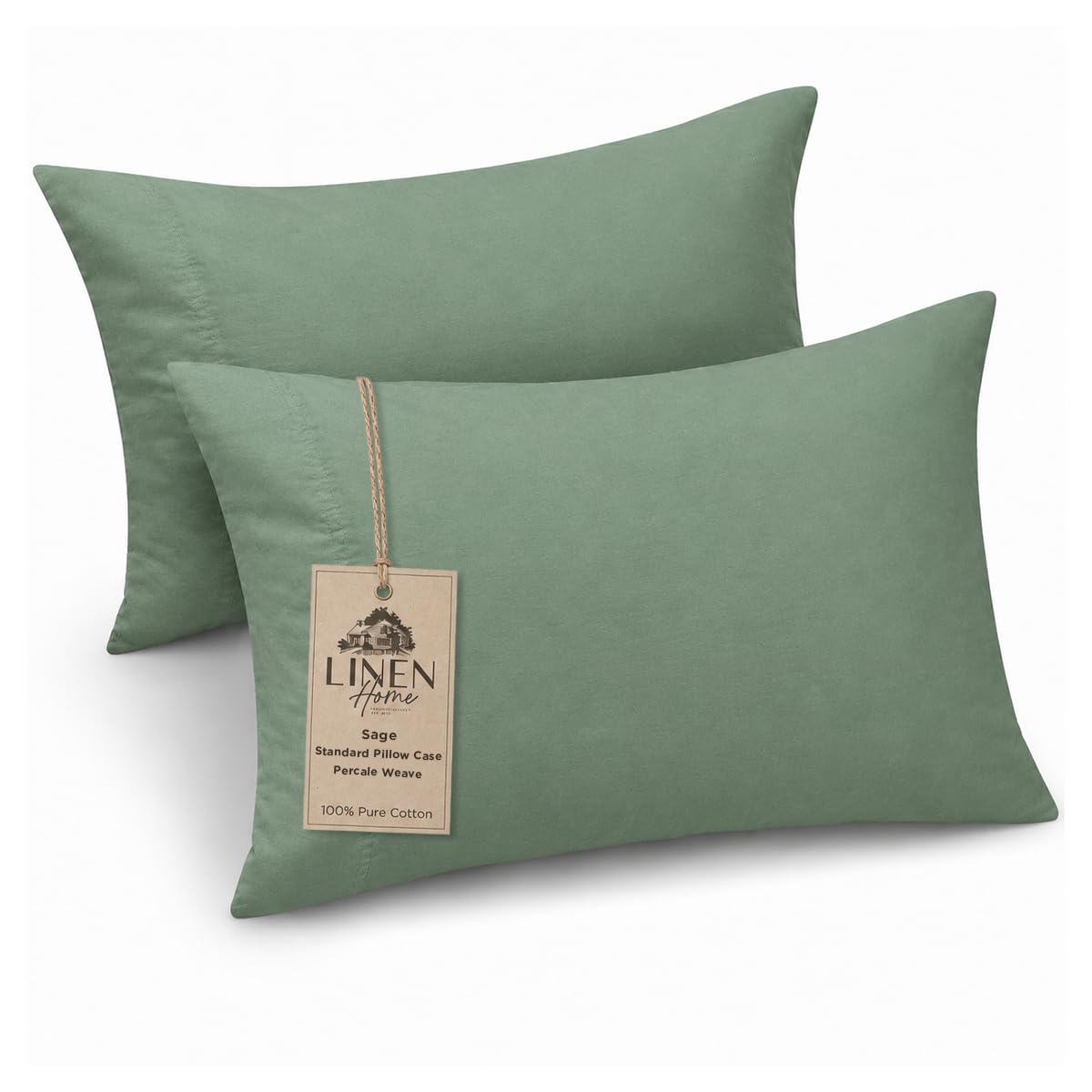 Linen Home Classic 100% Cotton Percale Pillowcases Queen Size, 2 Pieces, Crisp Cool All-Season Breathable Pillowcases, Hotel Luxury, Long-Staple Combed Cotton, Pink Mauve, 20 x 30 Inches