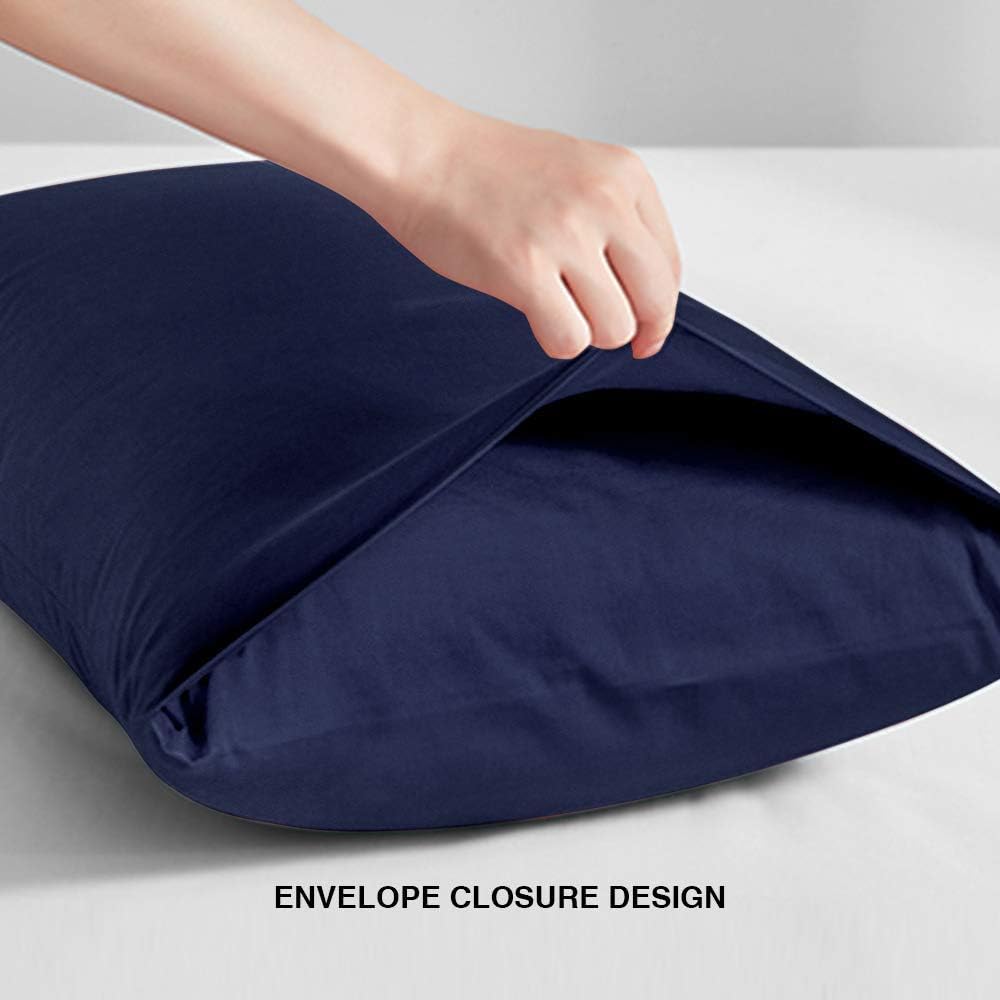 FLXXIE 2-Pack Microfiber King Pillow Cases, Envelope Closure, Navy