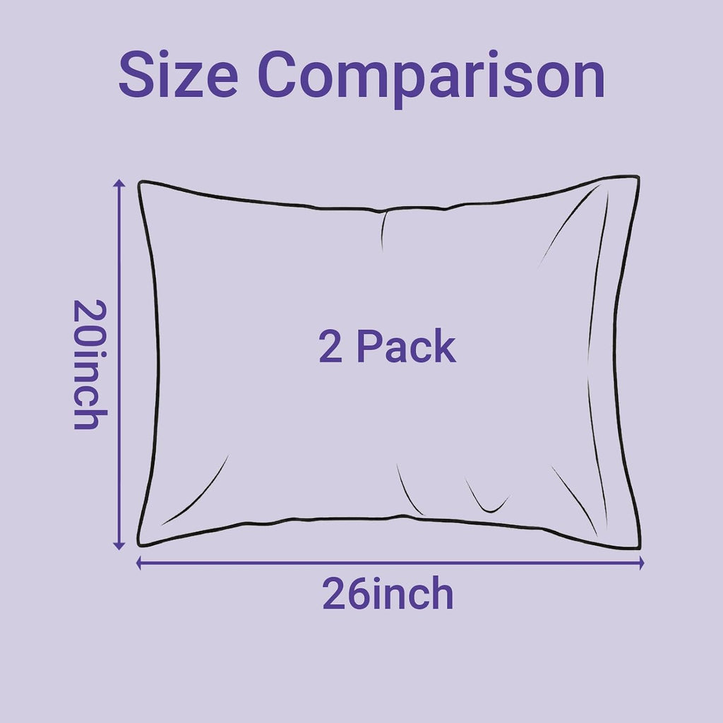 2 Pack Satin Pillowcases Purple Standard Size 20x26 Inch