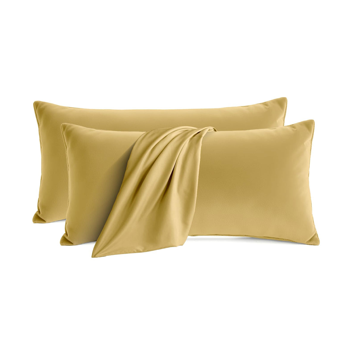 Set of 2 Brushed Microfiber Pillowcases 20x26 in Olive Green