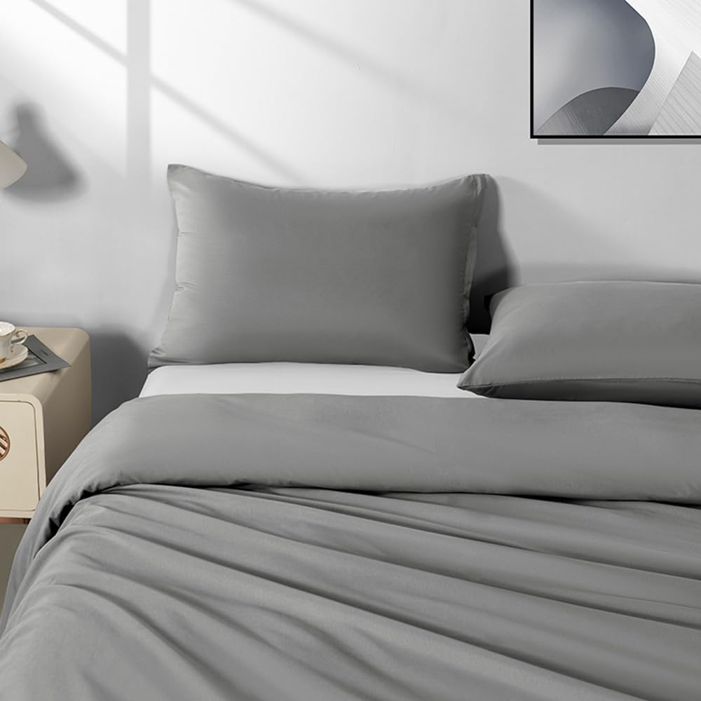 King Size Zipper Pillow Cases Set of 2,Dark Gray,20x36 Inches