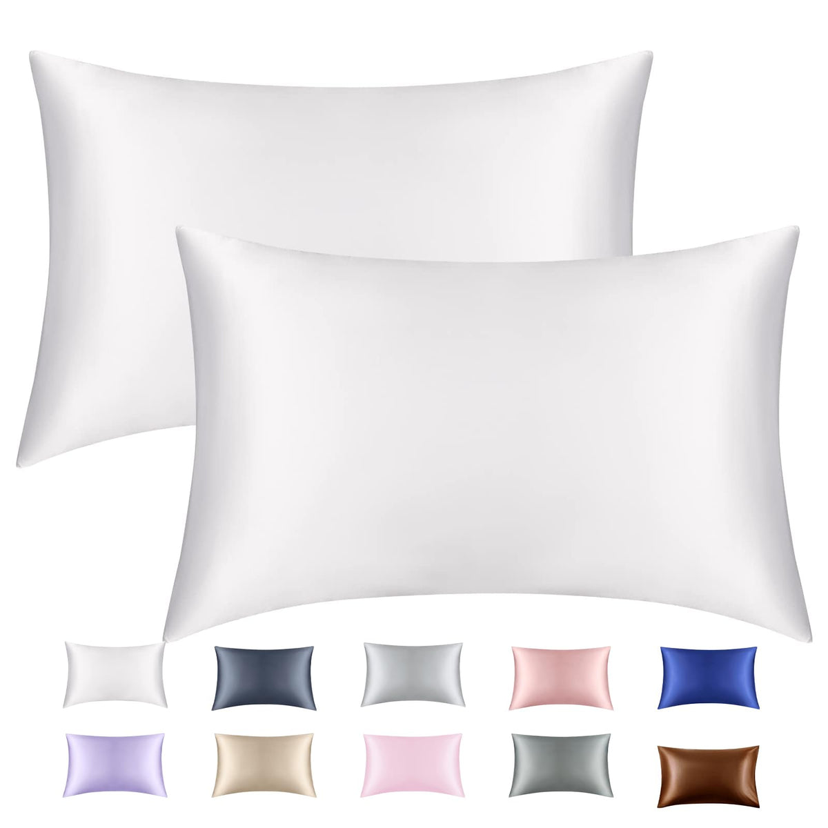 Lavender Purple Silk Satin Pillowcase Set of 2, Soft Satin Pillowcases for Women's Hair, Envelope Closure (20x26 Inches)