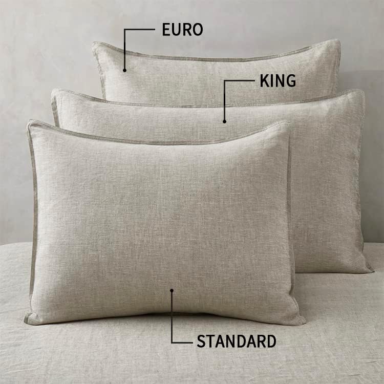 ATLINIA 100% Linen Pillow Shams Standard Size Natural Linen Pillow Case