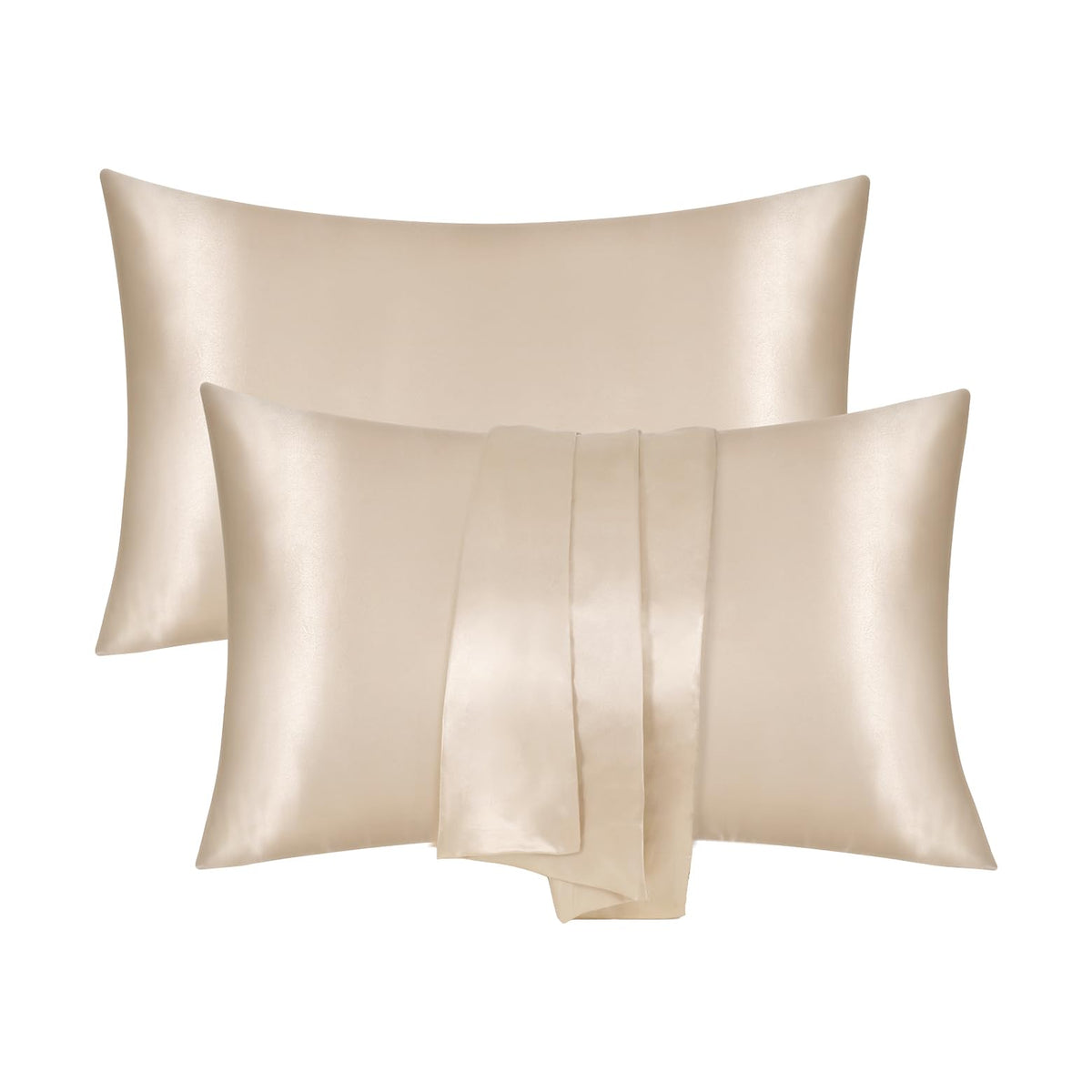 Silk Satin Pillow Cases Standard Size Set of 2 with Envelope Closure Skin & Hair Friendly Gifts for Women Men 20"x 26" Black