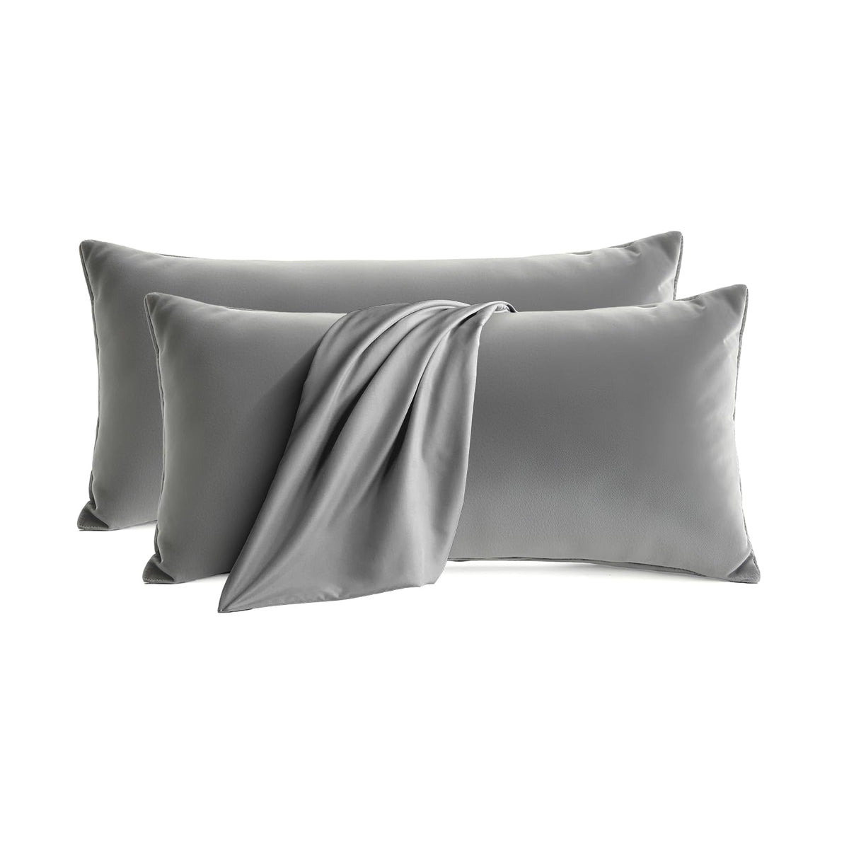 Set of 2 Brushed Microfiber Pillowcases 20x26 in Olive Green
