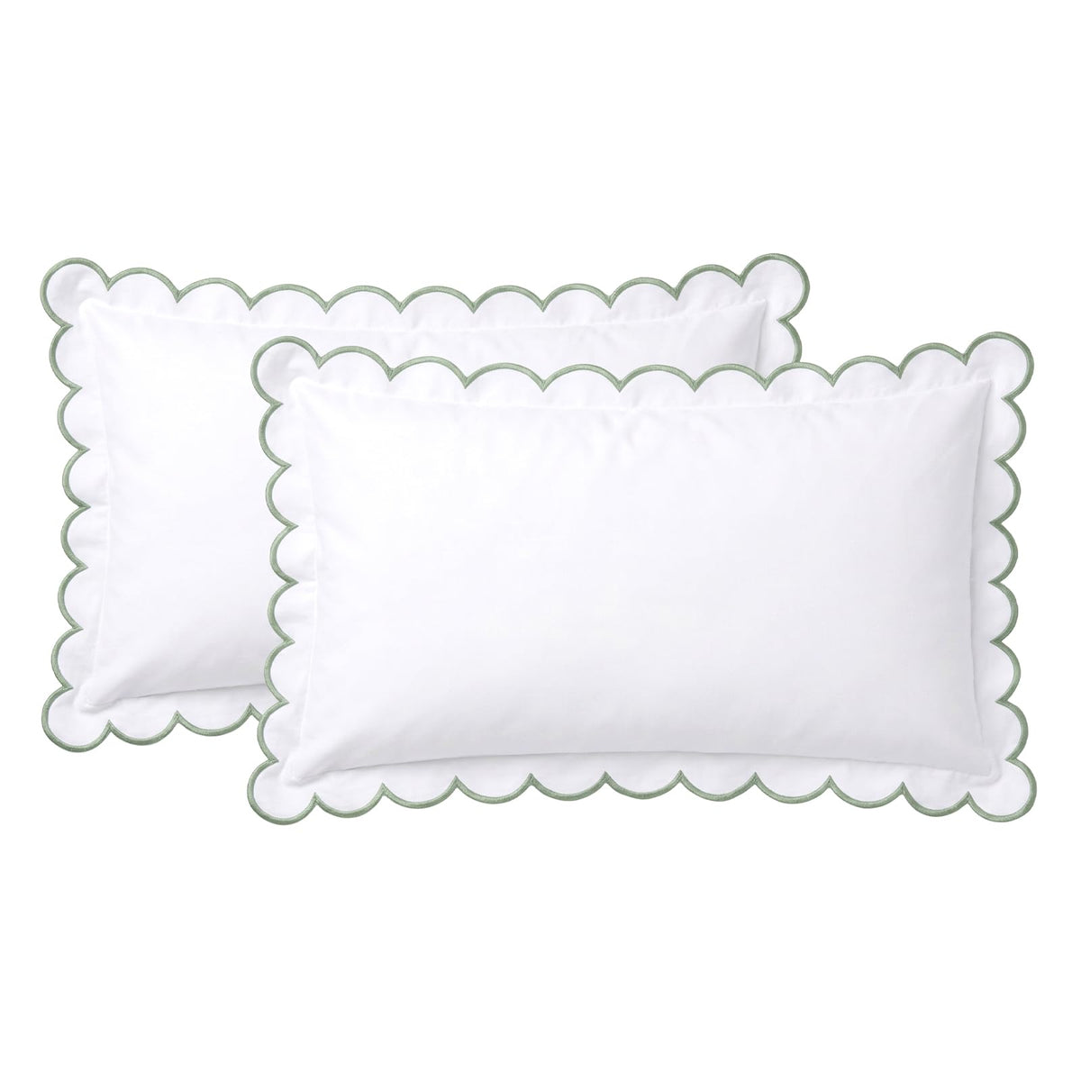 Frienda 2 Pcs Scalloped Pillowcase Microfiber Pillow Cover,Blue,26" X 20"