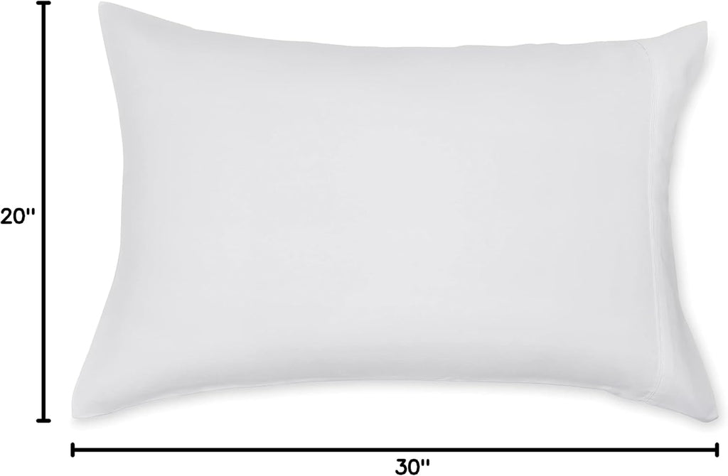 Amazon Basics Lightweight Super Soft Easy Care Microfiber Pillowcases, Standard size, 30" L x 20" W, Set of 2, Bright White, Pillows Not Included