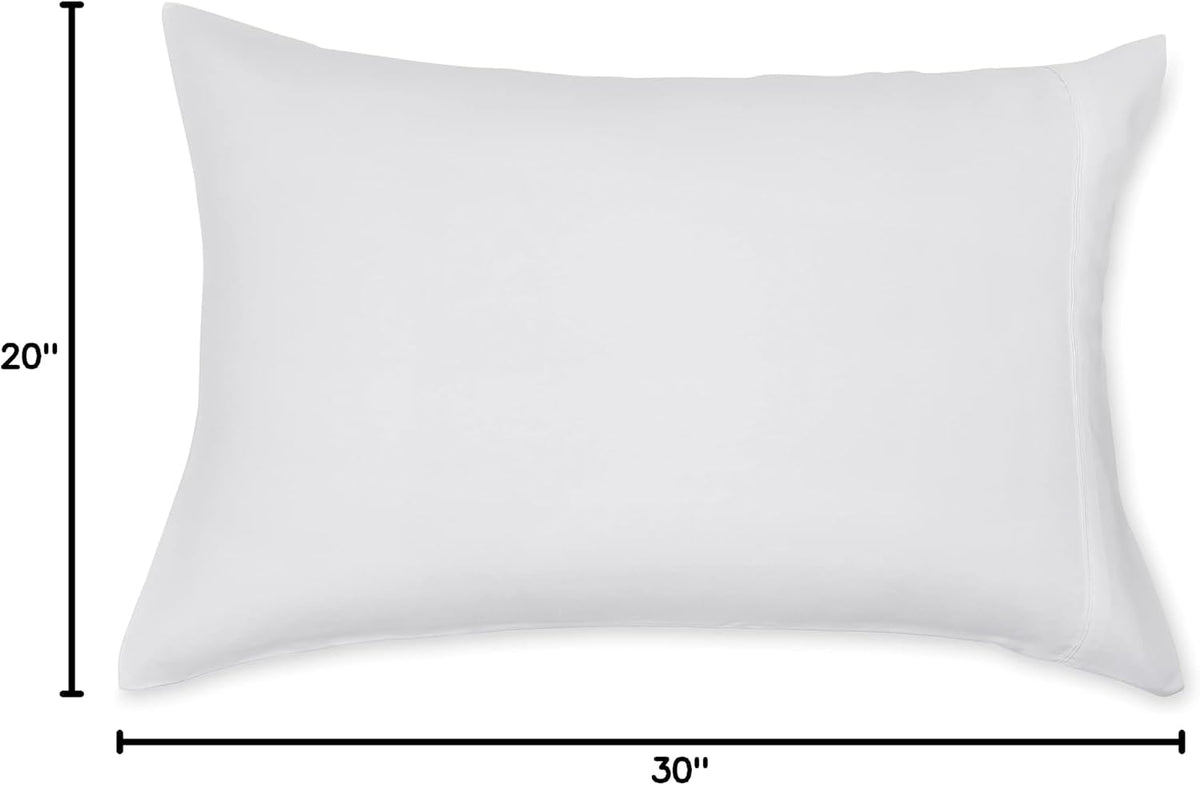 Amazon Basics Lightweight Super Soft Easy Care Microfiber Pillowcases, Standard size, 30" L x 20" W, Set of 2, Bright White, Pillows Not Included