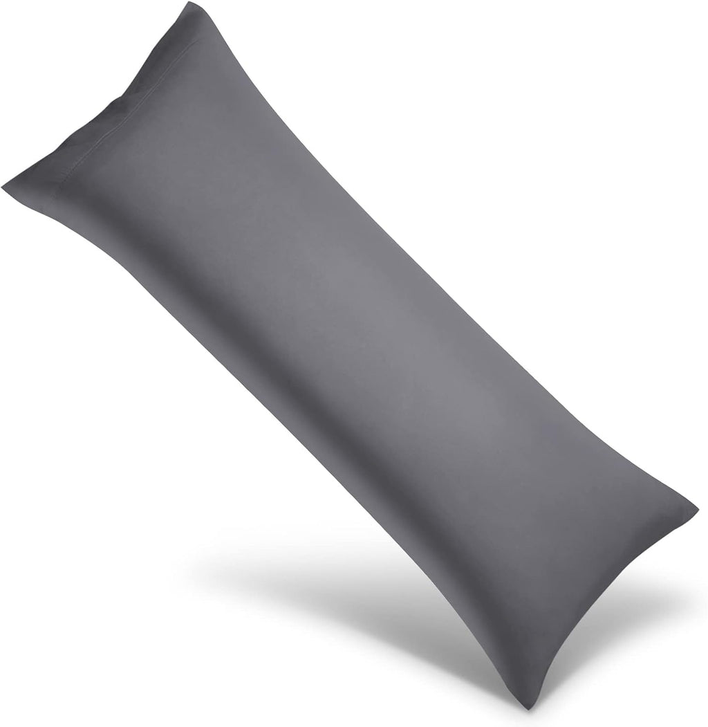 WishSmile Body Cooling Pillowcase Long Pillow Case Breathable Cool Silky Soft Rayon Derived from Bamboo Fabric, Hair and Skin Friendly, Dark Grey, 1 Pack, 20x54IN