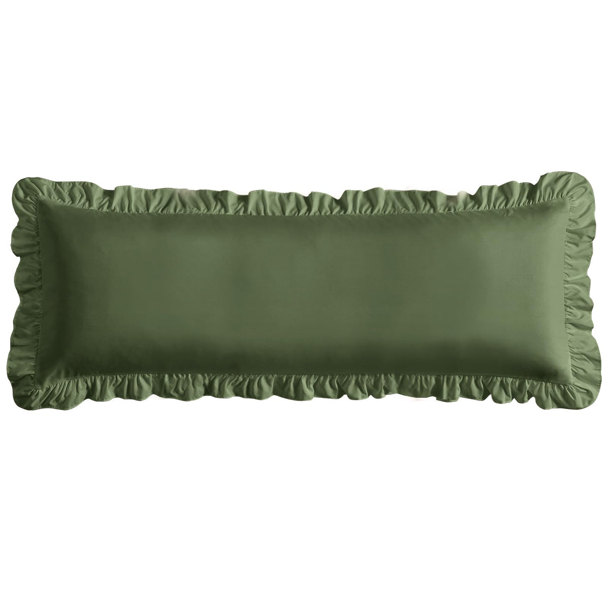 Ruffled Pillow Cases, White, Body 20"x54", Set of 1