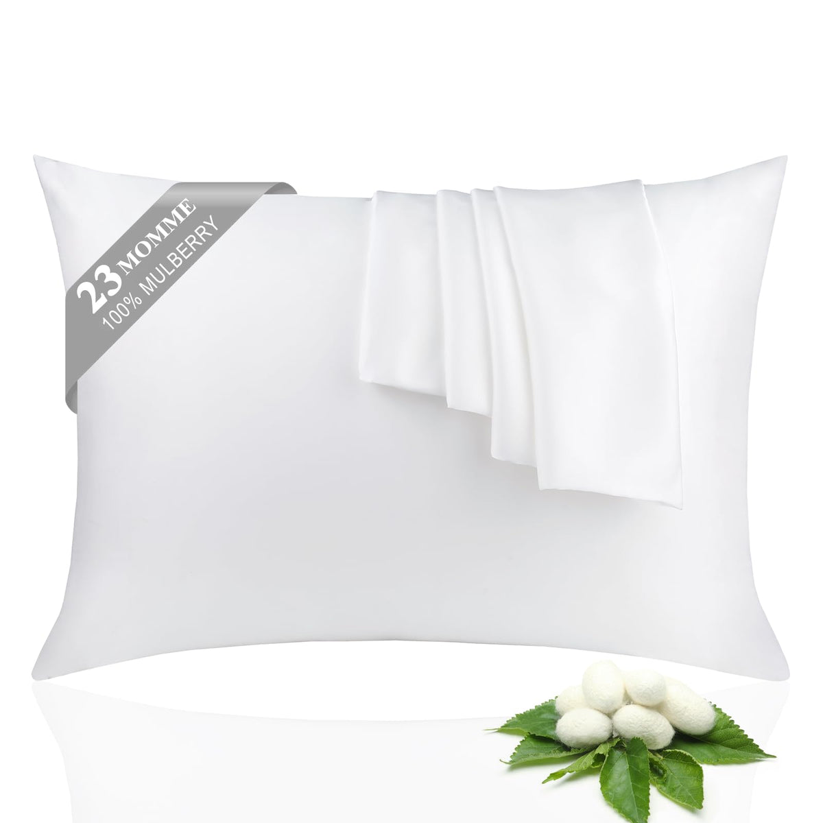100% Silk Pillowcase 2 Pack for Hair and Skin, Both Sides 23 Momme Grade 6A+ Mulberry Silk Pillowcases with Hidden Zipper, Soft&Smooth Cooling Pillow Cases (Ash Blue, Standard 20×26)