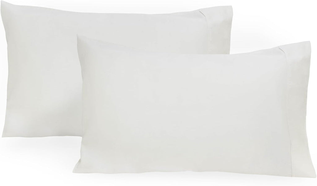 Organic Cotton White King Pillowcases - 2 Pack, 100% GOTS Certified Organic Cotton, Cooling, Soft, Hypoallergenic, Luxurious, and All-Natural Crisp Pillowcases (White, King Size - Set of 2)