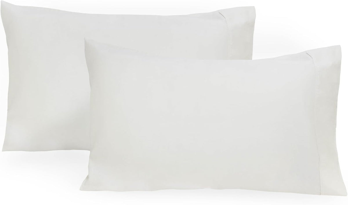 Organic Cotton White King Pillowcases - 2 Pack, 100% GOTS Certified Organic Cotton, Cooling, Soft, Hypoallergenic, Luxurious, and All-Natural Crisp Pillowcases (White, King Size - Set of 2)