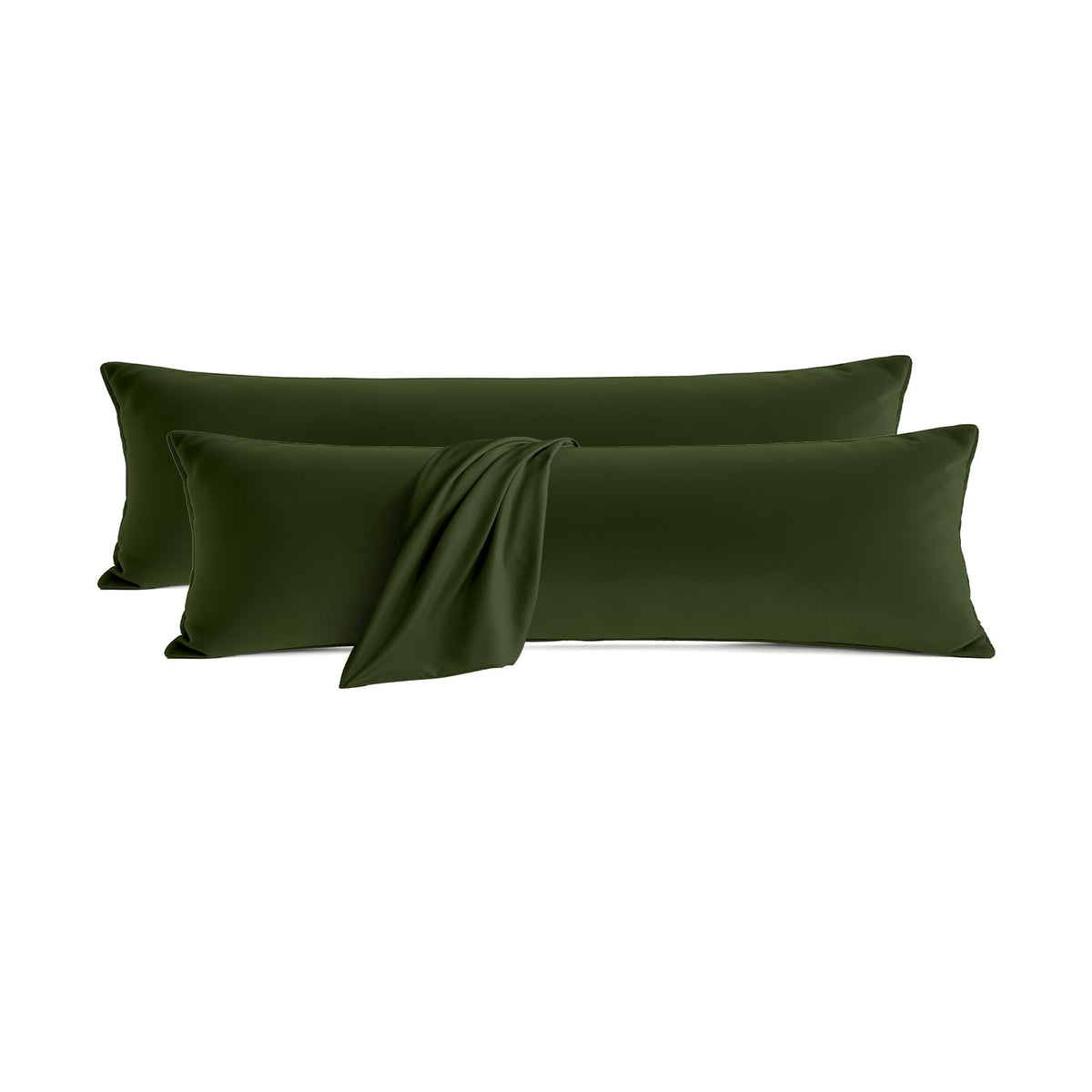 Set of 2 Brushed Microfiber Pillowcases 20x26 in Olive Green
