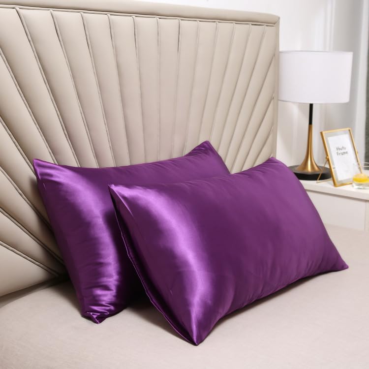 Satin Pillowcase for Hair and Skin Queen, Silky Pillowcase 20x30 Inches - Set of 2 with Envelope Closure, Similar to Silk Pillow Cases, Gifts for Women Men