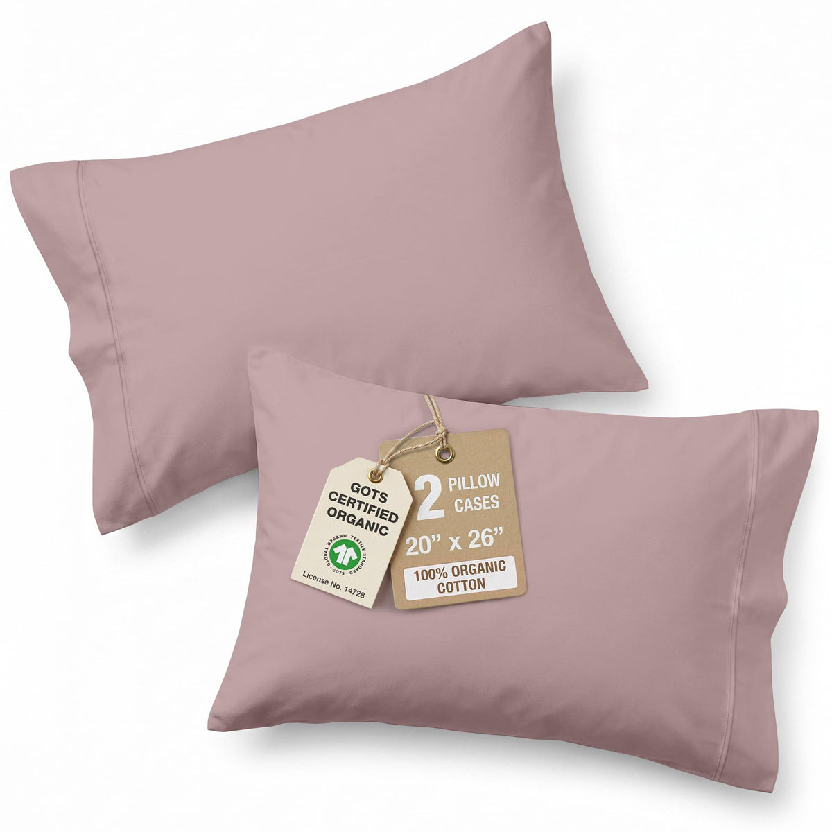 LANE LINEN 100% Organic Cotton Pillow Cases - Standard Size Set of 2 (20"x26") - Soft White Pillow Cases