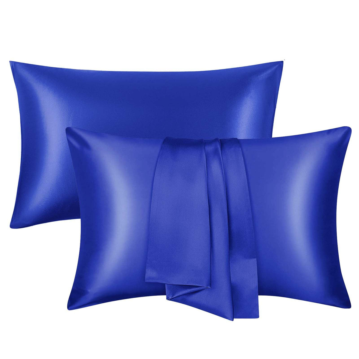 Silk Satin Pillow Cases Standard Size Set of 2 with Envelope Closure Skin & Hair Friendly Gifts for Women Men 20"x 26" Black