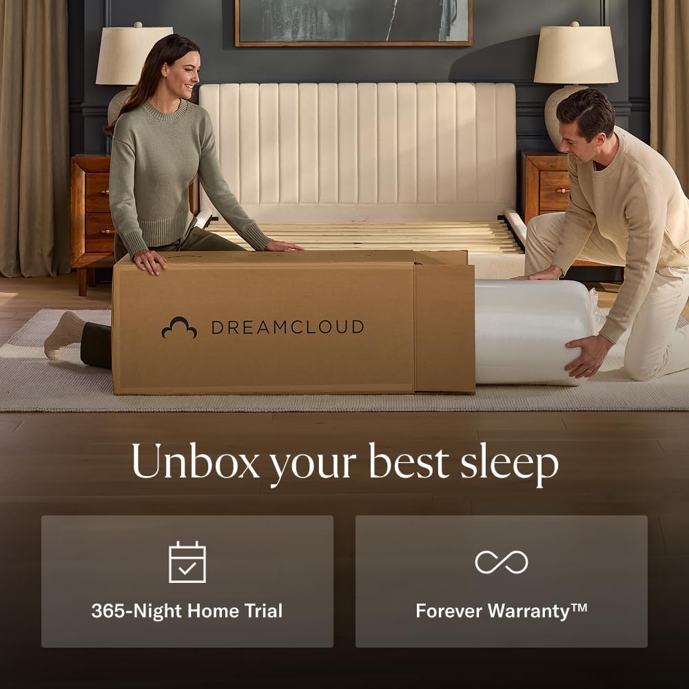 DreamCloud Luxe 14" Queen Mattress, Hybrid Memory Foam, Medium Feel
