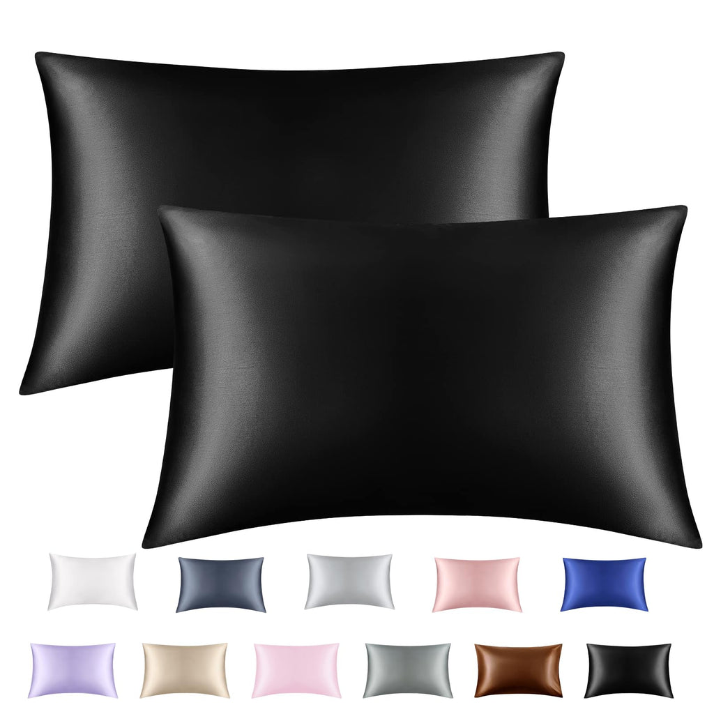 Lavender Purple Silk Satin Pillowcase Set of 2, Soft Satin Pillowcases for Women's Hair, Envelope Closure (20x26 Inches)