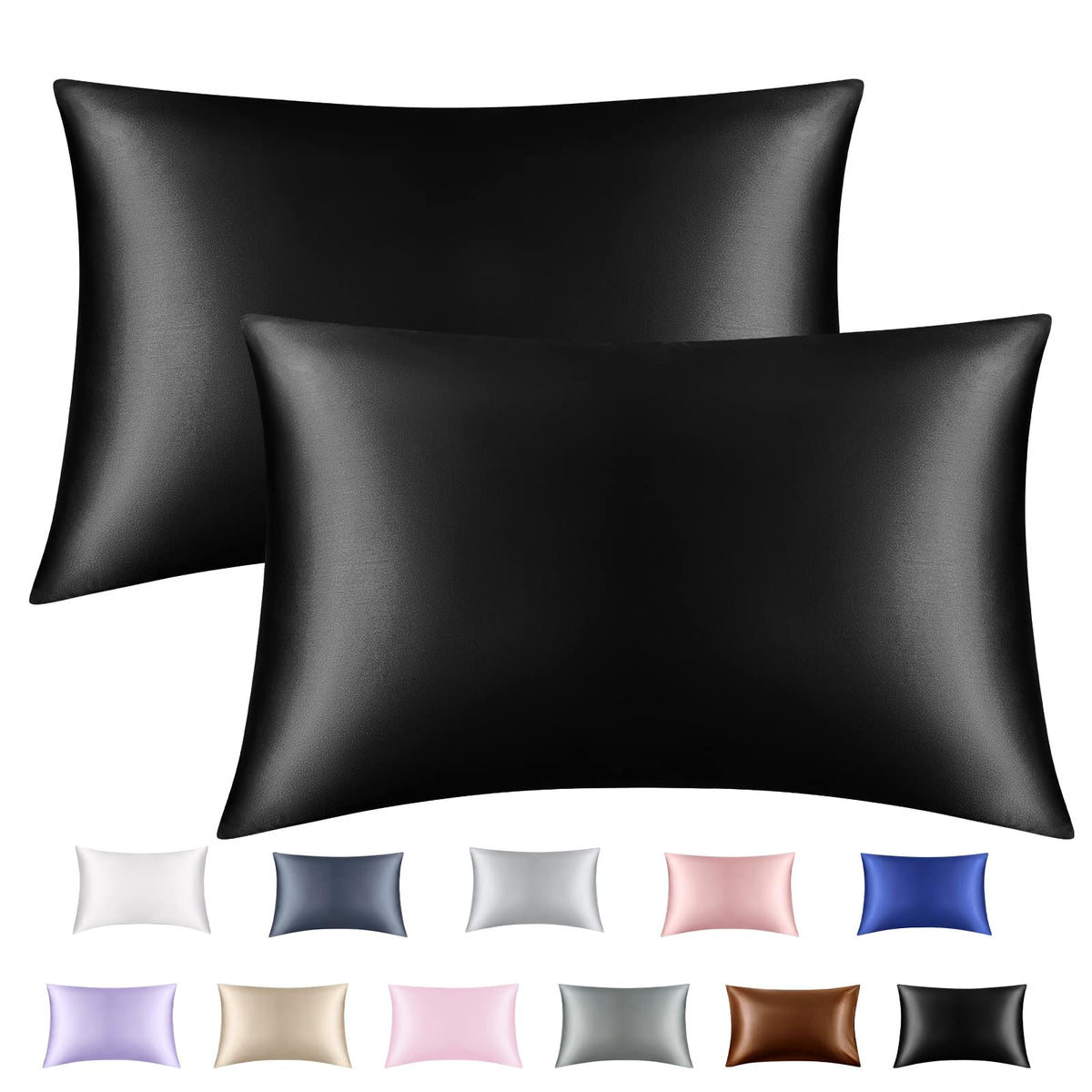Lavender Purple Silk Satin Pillowcase Set of 2, Soft Satin Pillowcases for Women's Hair, Envelope Closure (20x26 Inches)